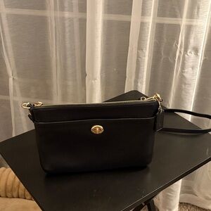 Coach Black Crossbody Bag with Gold Accents